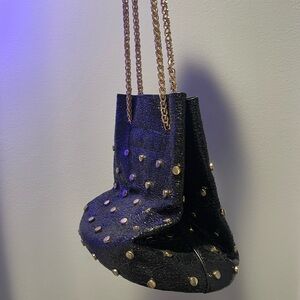 black studded bucket bag